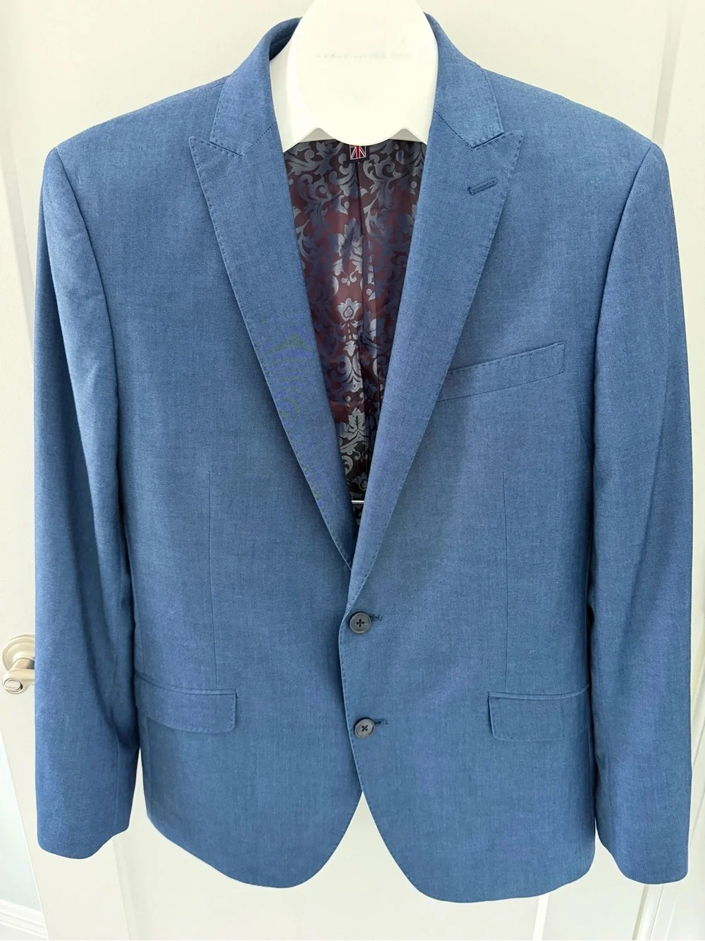 SAVILE ROW CO Brixton Navy Blue Sport Coat Blazer Jacket Poly Spandex Rayon 44L